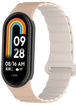 Ремінець dual-color magnetic для xiaomi mi band 9/8/10 beige / white