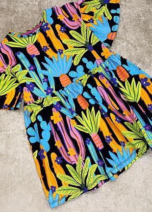 Детское трикотажное платье с ярким тропическим принтом tu 4-5роков