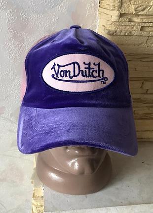 Бейсболка с сеткой бархатная — тракер—vondutch — лиловый с розовым —56—59 см
