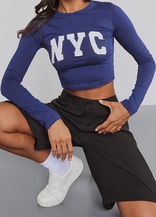 Шикарний укорочений топ з довгим рукавом