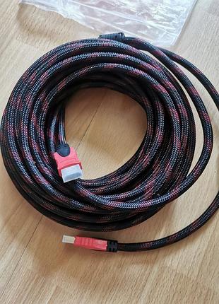 Кабель hdmi-hdmi 10м, с усиленной обмоткой / шнур для телевизора с 2 фильтрами