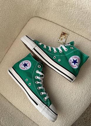 Жіночі кеди конверси ол стар зелені високі converse all star 36-41повномірні