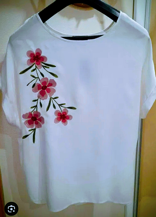 Нежная вискозная блуза с цветочной вышивкой 🌸🌸🌸