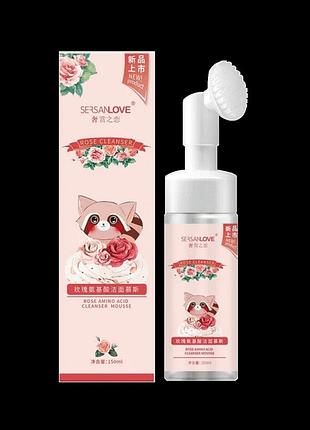 Пенка для умывания с розой sersan love rose amino acid cleanser mousse 150 ml