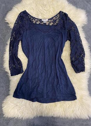 Amisu-майка блуза з ажурною вставкою 💙