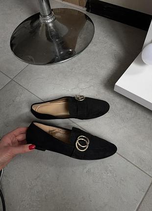 Черные лоферы от h&m размер 38 экозамша