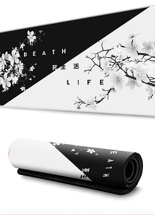 Игровой коврик для мыши большой xxl "death & life" инь-янь, 800x300х3 мм