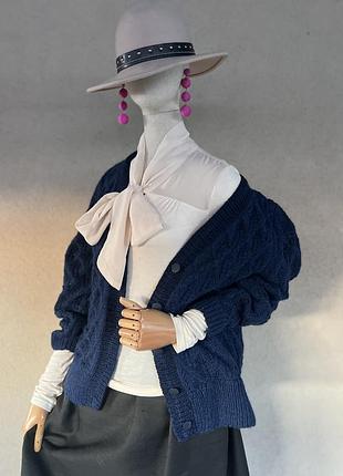 Вінтаж,вовна кардиган ажурний в коси,hand made