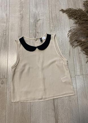 H&m-блуза-топ,з симпатичним коміром