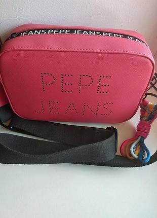 Трендовая брендовая сумка pepe jeans london, розовая кросс-боди
