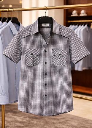 Сорочка в клітинку сіра  чорна чоровіча lacoste polo ralph lauren