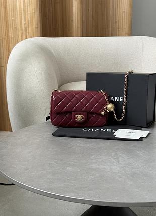 Сумочка classic 1.55 small single flap in burgundy/gold ❤️