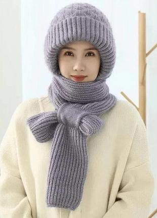 Зимова жіноча шапка-шарф капор cozymuffe 2 в 1