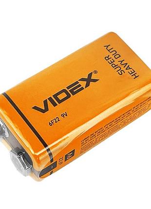 Батарейка крона 9в videx cr-9v 6f22 солевая для мультиметра, сигнализации, игрушек