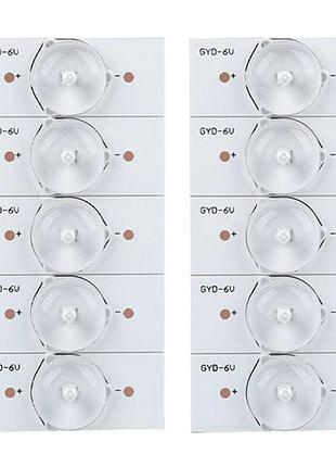 Led сегменты 6в для планки подсветки жк телевизора, набор 10 шт для ремонта led tv