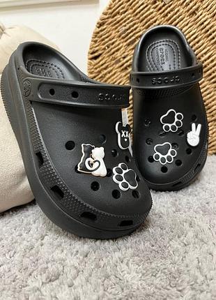 Crocs classic cutie clog black дитячі крокси на платформі
