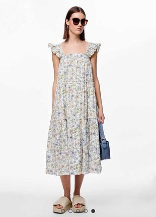 Сарафан pieces mary floral midi dress, cloud dancer