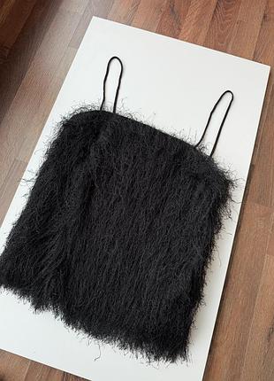 Майка h&amp;m черная с бахромой