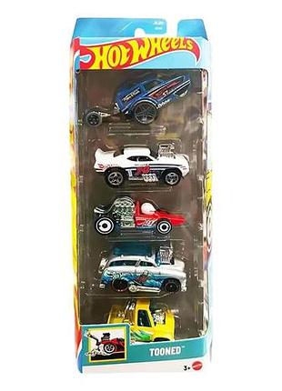 Машинка hot wheels 2025 року, набір з 5 штук (surd n turf, toon'd chevy 83 року, silverado, hw poppa wheelie, camaro z28 69 року,