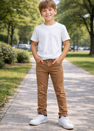8-9 лет детские коричневые вельветовые штаны для мальчика-подростка