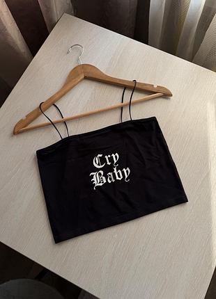 Новий чорний топ майка cropp cry baby