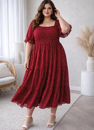 Червона сукня в горошок, р-р 4xl