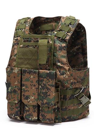 Тактический жилет под плиты a molle военная армейская черный пиксель зеленый, новое, универсальный, оксфорд