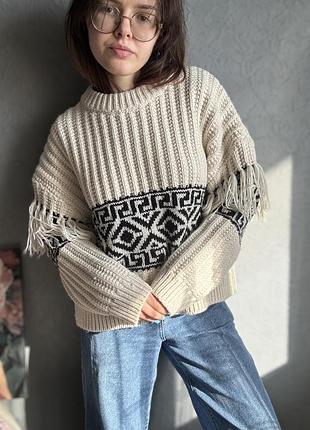Светр светрик кофта кофтинка бахрома оверсайз тренд база y2k