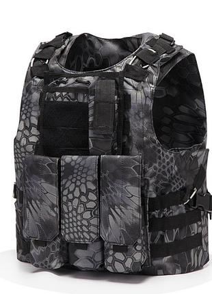 Тактический жилет под плиты a molle военная армейская черный черный камуфляж, новое, универсальный, оксфорд