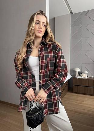 Бордова жіноча сорочка в клітинку фланелева 2132 с-м/ м-л