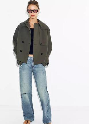 Темно зелений тренч zara короткий тренч із капюшоном хакі тренч двобортний вкорочений тренч жакет класичний тренч куртка вільний тренч з капюшоном