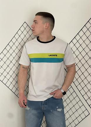 Біла - сіра футболка lacoste з принтом