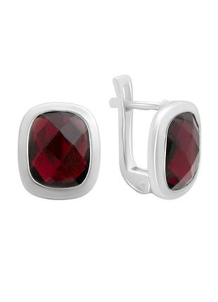 Серебряные серьги с искусственным гранатом nano (660002301)