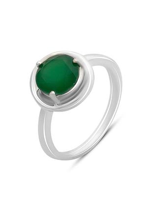 Срібне кільце з натуральним агатом 1.8ct (17 см розмір) 2171119