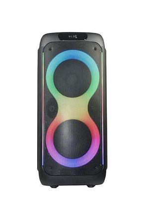 Портативна bluetooth колонка ttd-2821 40вт, 2×8" динаміки, rgb підсвітка, мікрофон і пульт, акумуляторна караоке колонка для дому