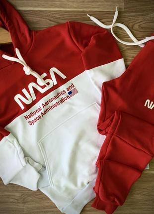 Стильний чоловічий спортивний костюм дуже теплий з капюшоном nasa