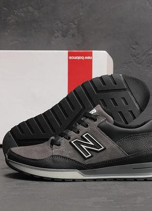 Мужские кожаные кроссовки new balance clasic grey серые