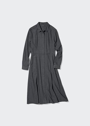 Uniqlo м'яка фланелева сукня-кльош у сірому кольорі