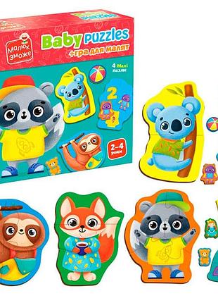 Игра развивающая vladi toys животные игрушки пазлы картонные с игрой vt1722-27