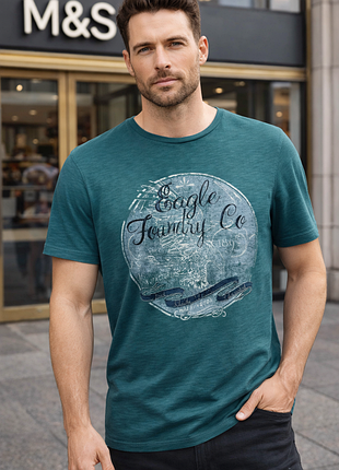 Стильная футболка eagle foundry co – комфорт и элегантность / m&amp;s/ eu 42-44/ xl-2xl /стан очень хорош!!