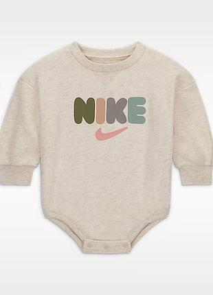 Классный боди с рукавом nike, боди, нюдовый боди