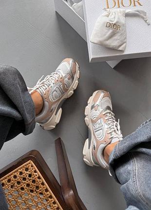 New кроссовки⭐️ dior chrono sneaker white mesh with nude • производитель: итальялия( по факту китайский) • текстиль