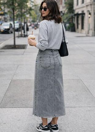 Спідниця джинсова міді сіра довга