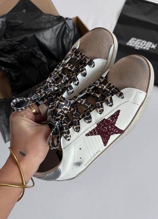 Новинка кеды gg super-star burgundy glitter star/ silver heel tab • китай • кожа •