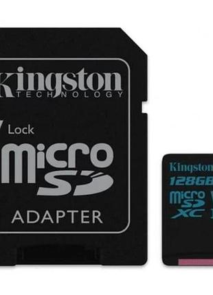 Карта памяти microsdxc, 128gb, kingston canvas select plus, sd адаптер (sdcs2/128gb)
