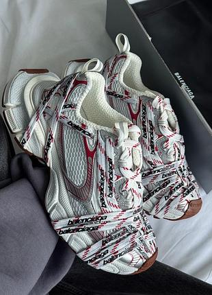 Крутезні жіночі кросівки у стилі бренду ba..lenciaga 3xl extreme lace red white logo білі з червоним