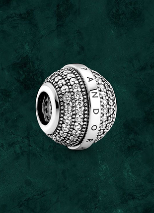 Посріблена намистина шарм "pavé та логотип" pandora (пандора) 799489c01