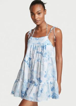Victoria's secret парео платье пляжное xs голубое белое