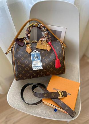 Speedy 30 monogram canvas handbag premium канвас натуральная кожа компактная дорожная сумка луи