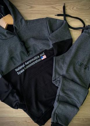 Стильний чоловічий спортивний костюм дуже теплий з капюшоном nasa